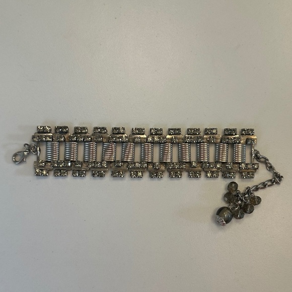 DANNY POLLAK Antique Silver Black Diamond Swarovski Crystal Rock & Roll Bracelet - Picture 2 of 11